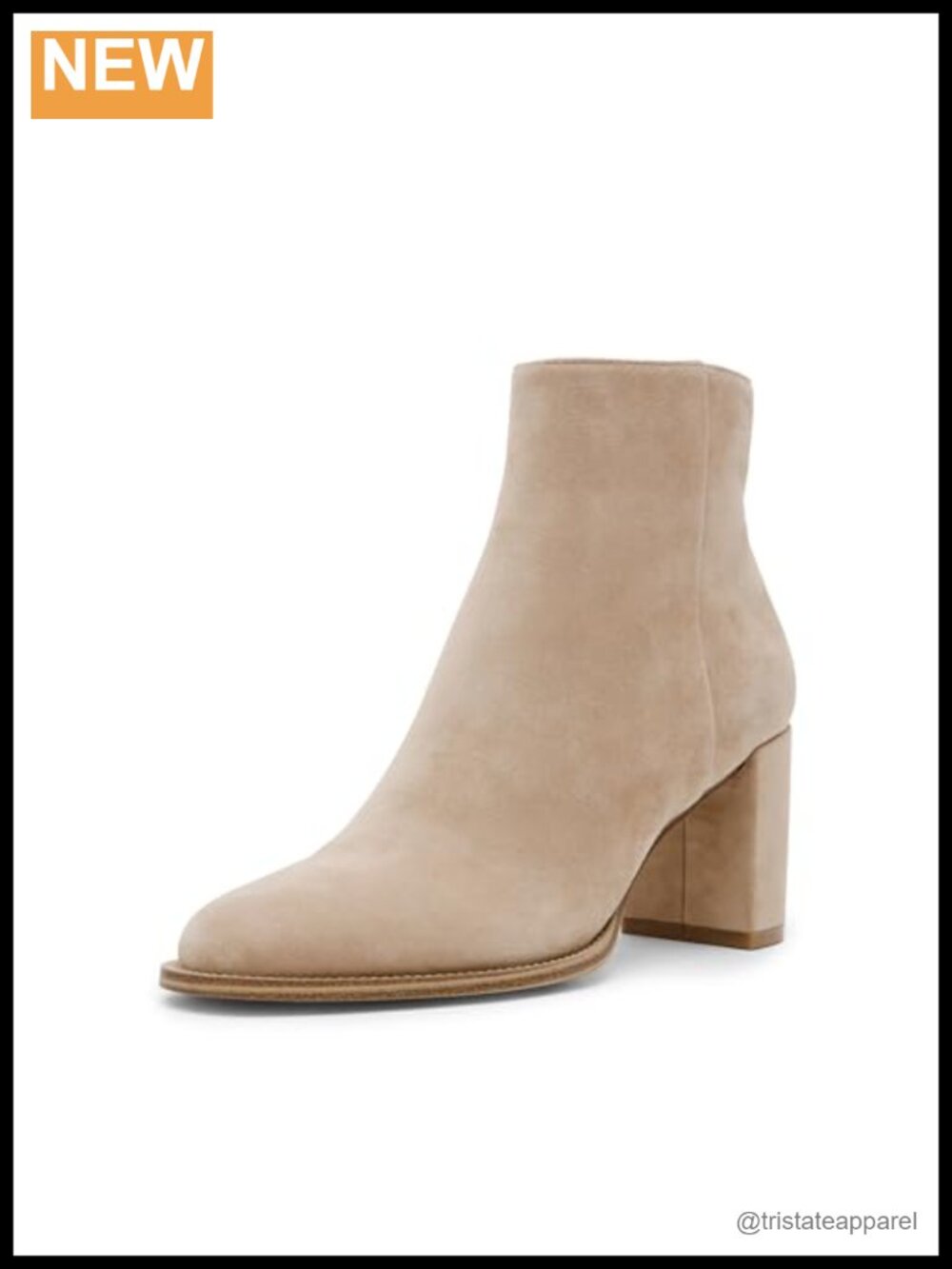 Suede Ankle Boot with Round Toe and Block Heel - Jozie